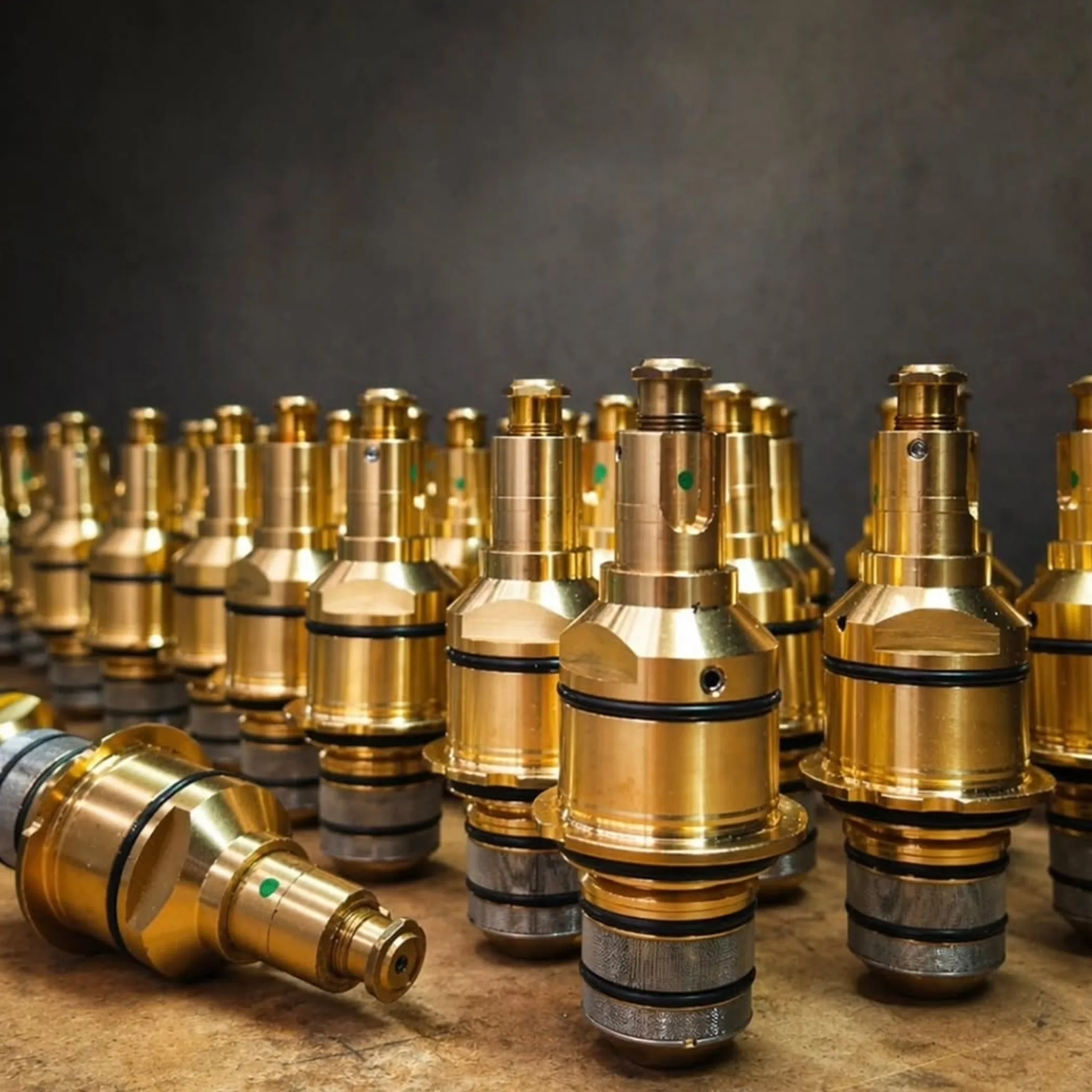 brass thermostatic mixing valves closeup
